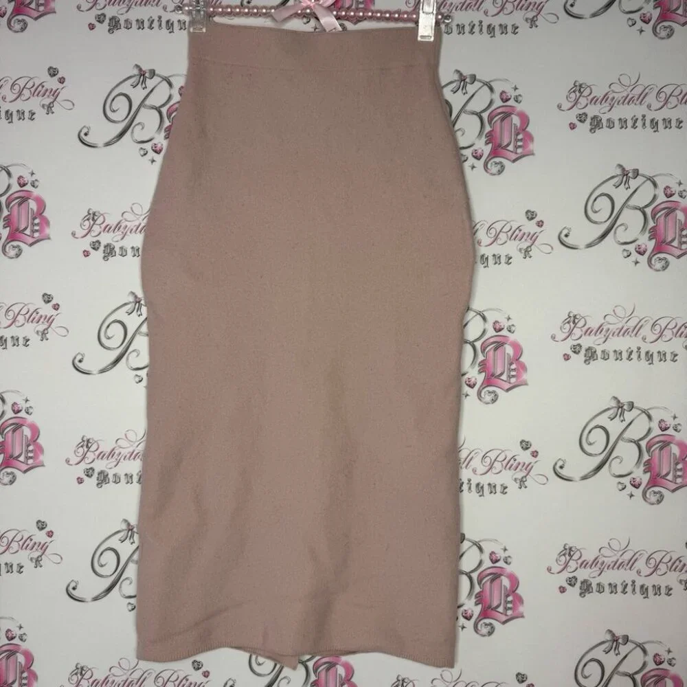 The group babaton aritzia skirt pink blush thick sexy slit in back warm luxury